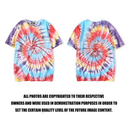 Bathing Ape T-Shirt Ape Head Color Tie-Dye T-shirt Short Sleeve