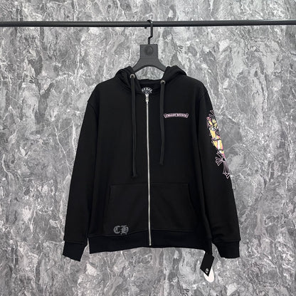 Chrome Heart Hoodie Cross, hooded zip-up cardigan sweater jacket
