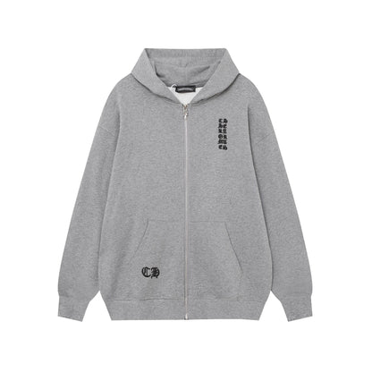 Chrome Heart Hoodie Chrome Heart Sanskrit embroidered hooded sweater cardigan
