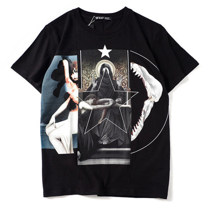 Bathing Ape T-Shirt Summer Combination of Three Virgin Shark Short Sleeve Printed T-shirt Couple Wear