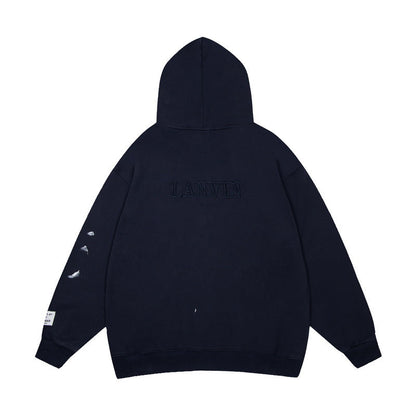 Gallery Dept Hoodie Loose Casual Cardigan Distressed Hoodie
