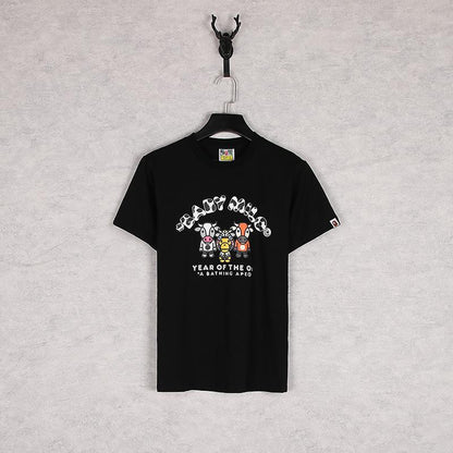Bathing Ape T-Shirt Summer Plus Size Loose Cartoon Anime Print Short Sleeve T-shirt