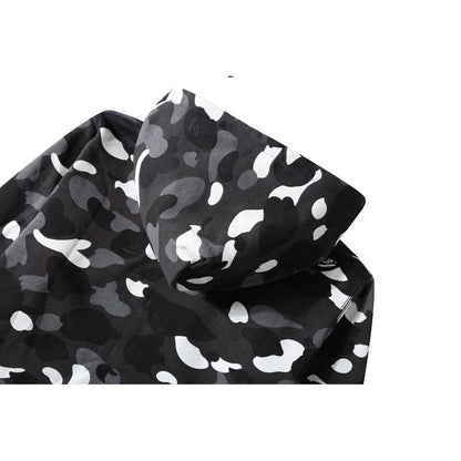 Bathing Ape Hoodie Shark Camouflage Luminous Embroidered Hoodie Hip Hop Men's and Women's Hoodie Coat